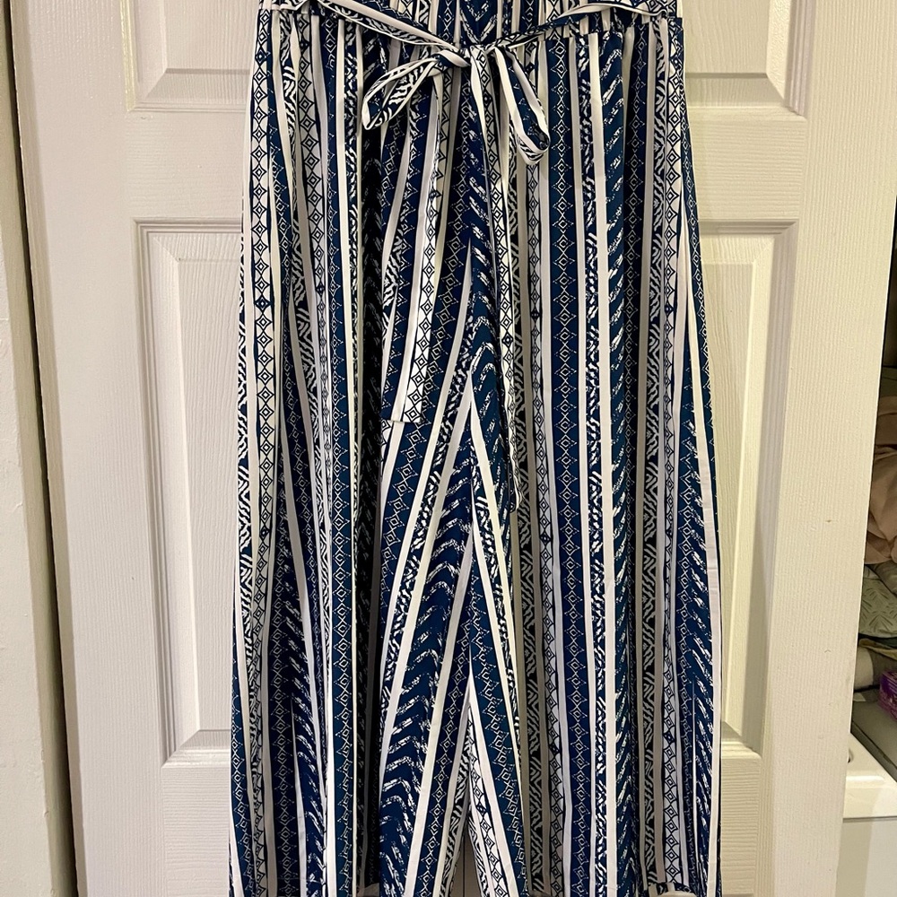 SHEIN Navy and White Patterned Pants